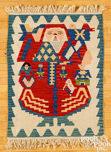 Flatweave mat with Santa Claus