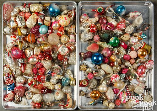 Large group of figural glass Christmas ornaments