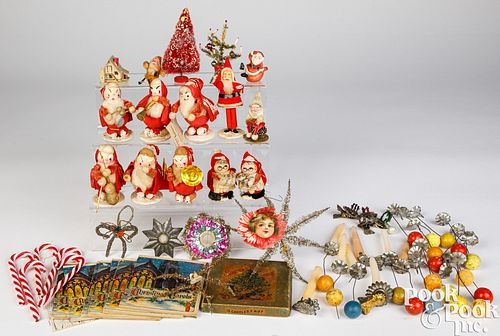Group of vintage Christmas items, Christmas tree
