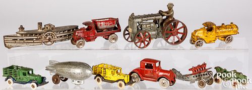Ten cast iron vehicles