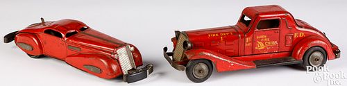 Marx pressed steel friction car and wind-up car
