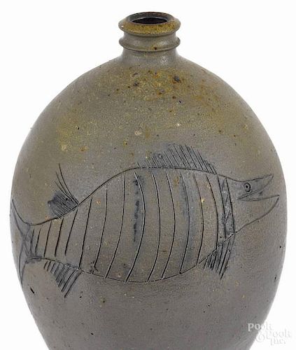 New Jersey or New York ovoid stoneware jug, 19th