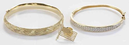 Two 14kt. Bracelets and Pin