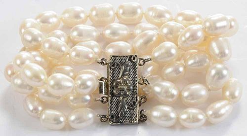 Silver and Baroque Pearl Bracelet
