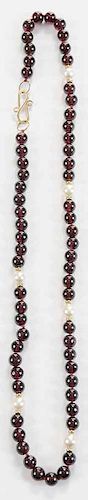 14kt. Garnet and Pearl Necklace
