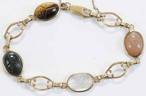 Egyptian Revival Style Scarab Bracelet