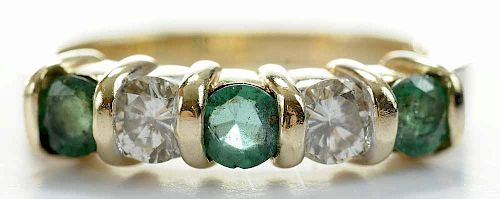 14kt. Gold, Diamond and Emerald Ring