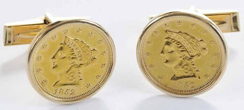 14kt. 1852 Liberty Coin Cufflinks
