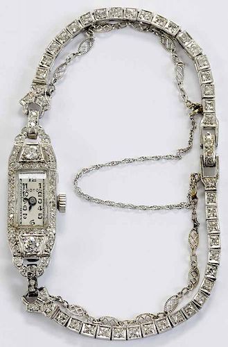 Ladies Platinum Deco Croton Watch