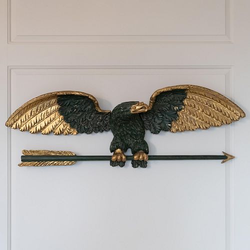 Painted and Parcel-Gilt Model of an Eagle Carrying an Arrow