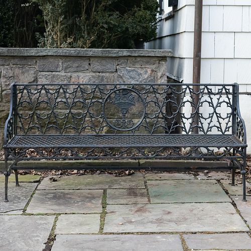 Neo-Gothic Style Cast Iron Garden Bench