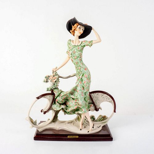 Capodimonte Giuseppe Armani Figure, Lady in Dress With Bike