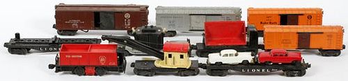 LIONEL O27 GAUGE POST-WAR FREIGHT AND WORK CARS