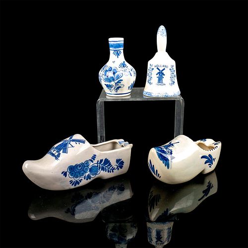 4pc Delft Ashtrays, Bell, and Mini Bud Vase