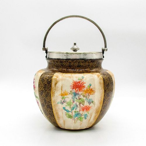 Antique Doulton Burslem Tobacco Jar with Silver Lid and Handle