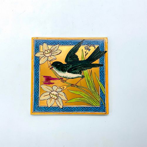 Minton Hollins Decorative Gilded Bird Tile