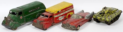 MARX PRESSED METAL AND TIN LITHO TOY TRUCKS CAR