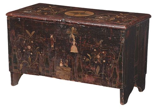 William and Mary Paint Decorated Six Board Chest