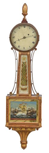 Rare Simon Willard Eglomise War of 1812 Banjo Clock