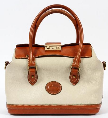 DOONEY & BOURKE WHITE AND TAN LEATHER BAG