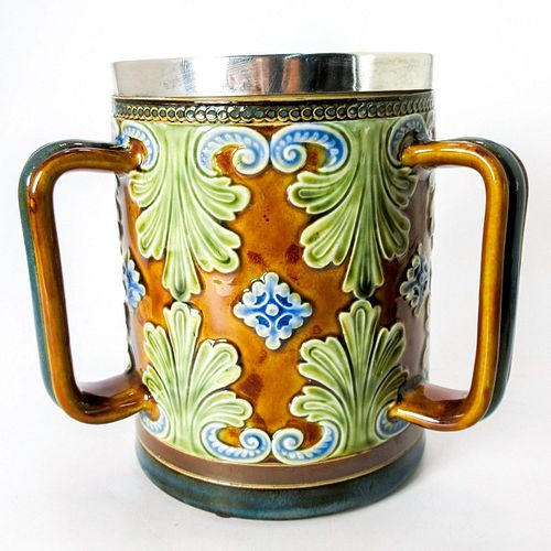 Antique Doulton Lambeth Art Pottery Three Handle Vase