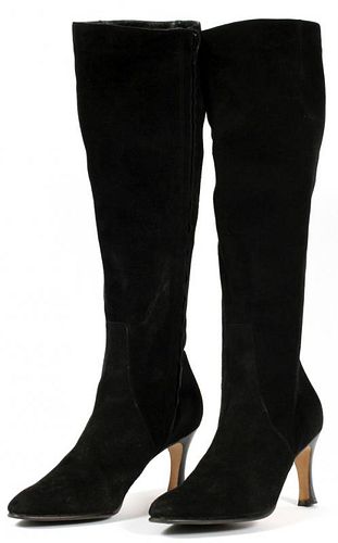 SESTO MEUCCI BLACK SUEDE HIGH HEELED BOOTS
