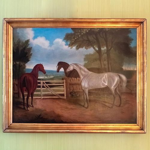 English School: Three Horses at Pasture