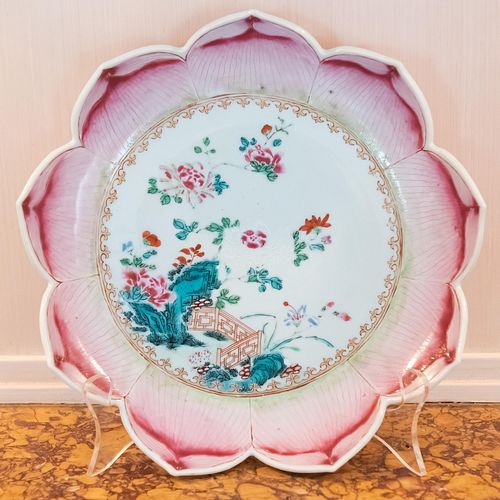 Chinese Famille Rose Porcelain Lotus Plate