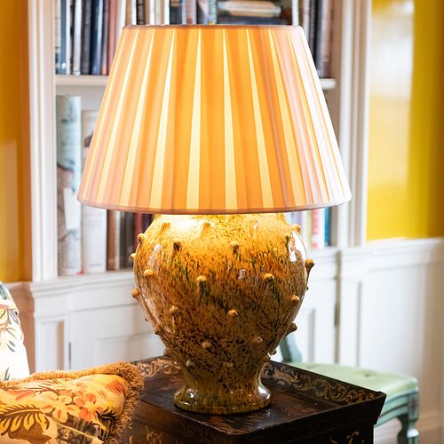 Multicolor Glaze Gourd Form Ceramic Lamp
