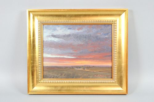 Framed Oil Painting Sunset Landscape, Judith Mackey