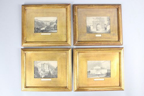 Lot of 4 Engravings of Ancient Historical Sites, The Grand Tour