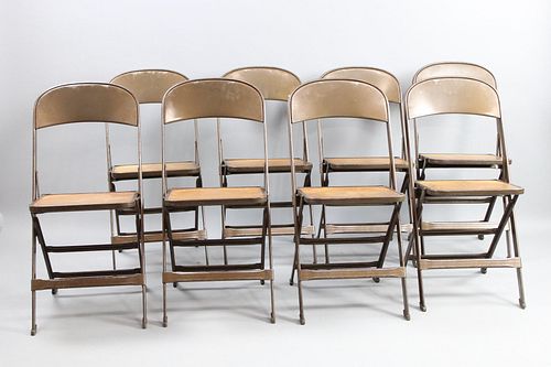 Set of 8 Clarin Metal & Wood Folding Chairs, Wedding