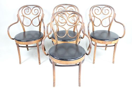Set of 4 Thonet No. 4 Bentwood Bistro Cafe Arm Chairs
