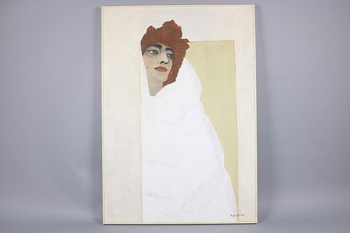 Minimalist Portrait of Red Haired Woman, Signed Gigliotti 1975