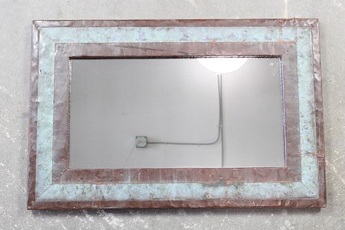 Contemporary Reclaimed Copper Industrial Framed Mirror