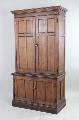 Large Industrial 2 Door Oak Filing Cabinet, Furnas Co 1916