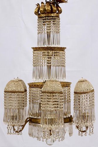 CRYSTAL AND D'ORE BRONZE CHANDELIER