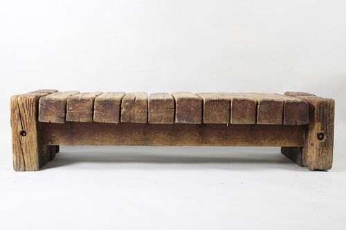 Mid Century Modern Primitive Chunky Brutalist Bench, 3 of 7