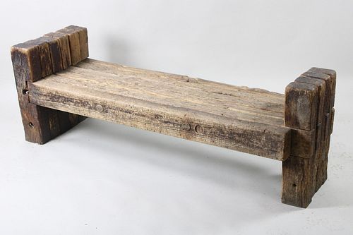 Mid Century Modern Primitive Chunky Brutalist Bench, 7 of 7