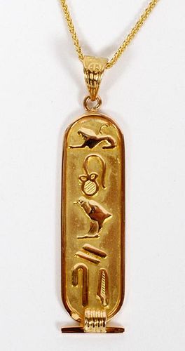 22KT AND 14KT GOLD NECKLACE AND CARTOUCHE PENDANT