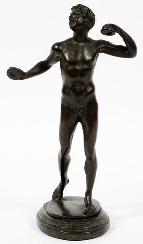 AFTER THE DANCING FAUN OF POMPEII BRONZE FIGURE