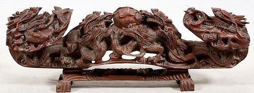 CHINESE HAND CARVED ROSEWOOD SCULPTURE