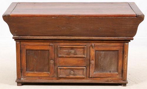 CONTINENTAL HAND CARVED OAK CHEST 18TH C.