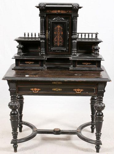 EMPIRE STYLE BLACK LACQUER LADIES WRITING DESK