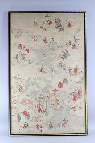 Antique Chinese Pantheon Painting, An Assembly of Gods