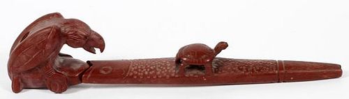 SIOUX RED PIPESTONE FISH TURTLE & BIRD FORM PIPES