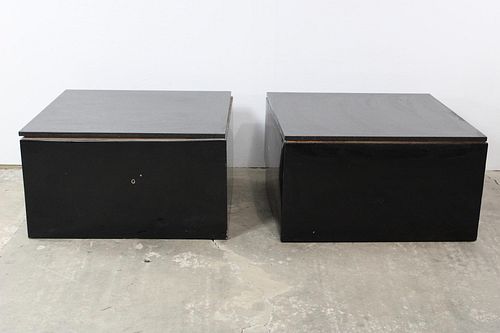 Pair of Mid Century Modern Black Marble Side Tables