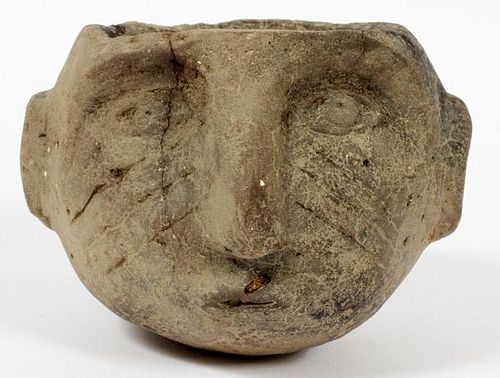 CADDO MISSISSIPPIAN INCISED POTTERY HEAD FORM POT