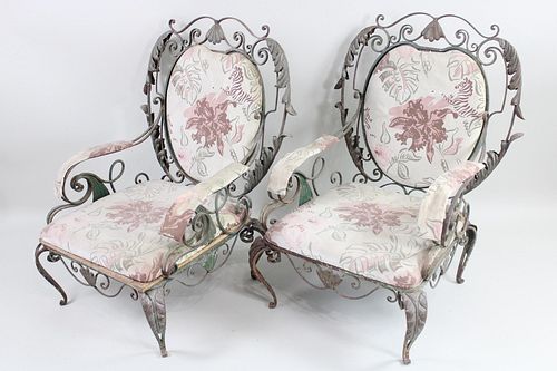 Pair of Victorian Wrought Iron Patio Chairs