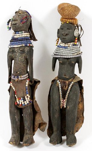 AFRICAN CARVED WOOD FIGURES 2 PIECES